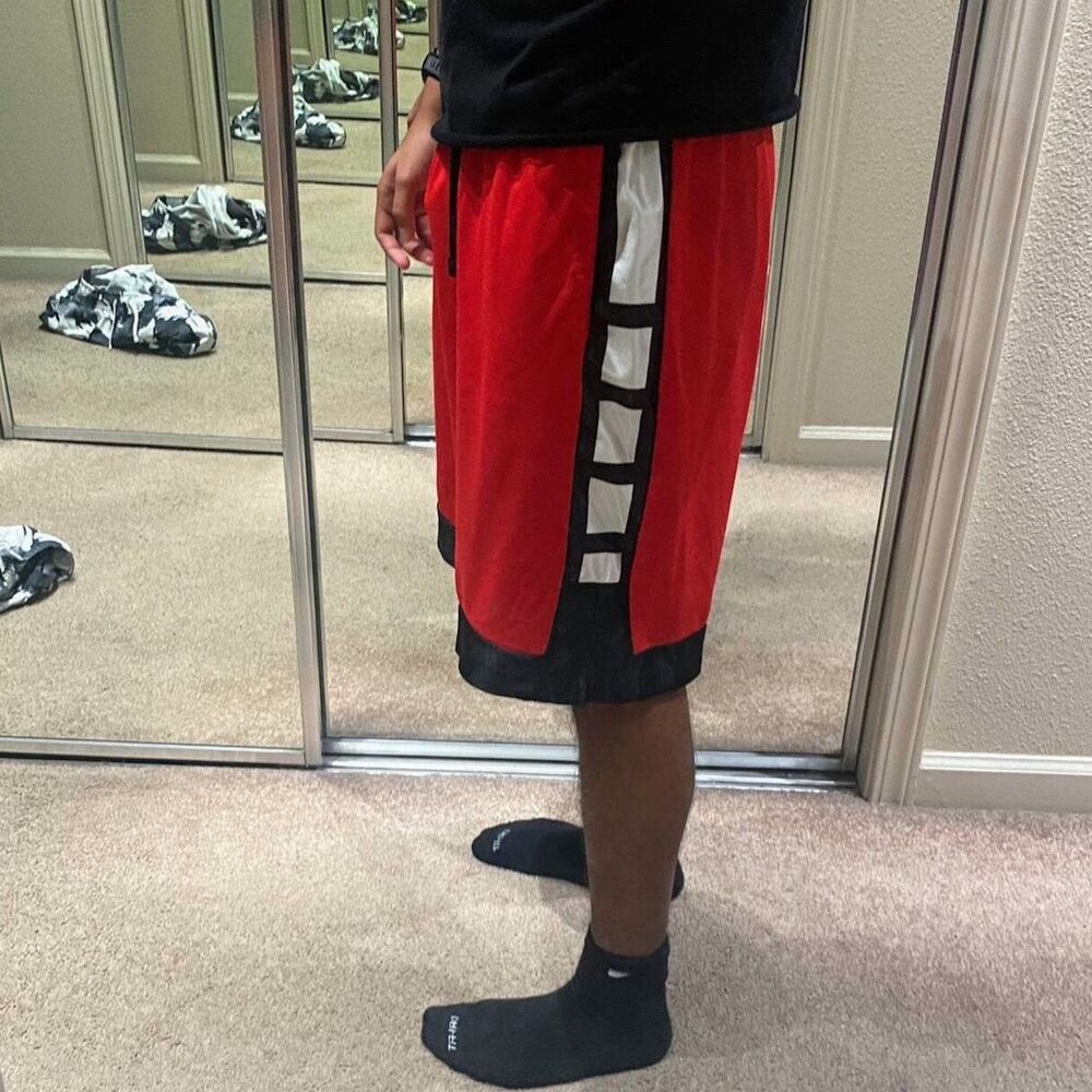 Nike Vintage Elite Stripe Short Basketball Dazzle Shorts Silky Shiny Red Large